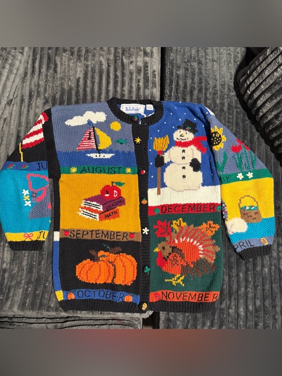 Belle Pointe Sweaters - Belle Pointe Vintage 90’s Ugly Christmas halloween Sweater Chunky Teacher Sz L